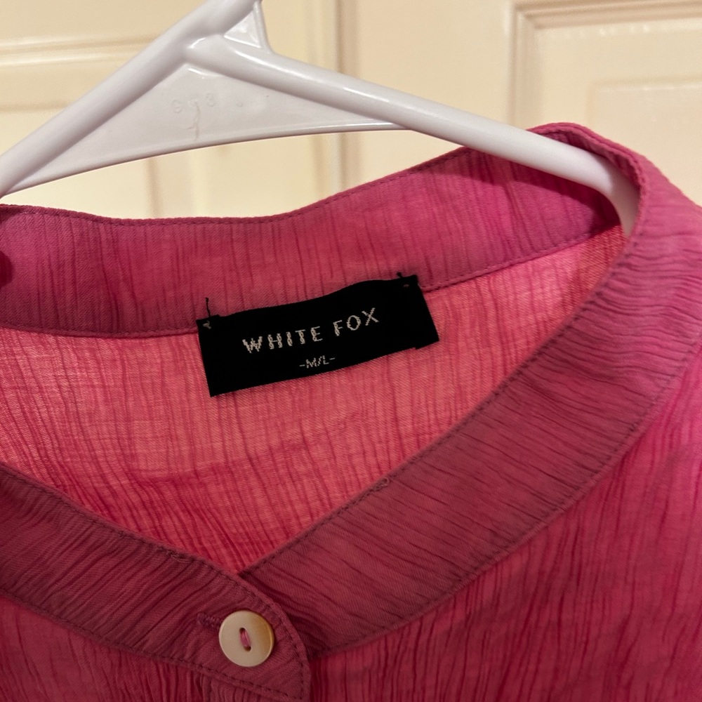 Wild Fox Crinkle Button Down Blouse - image 2